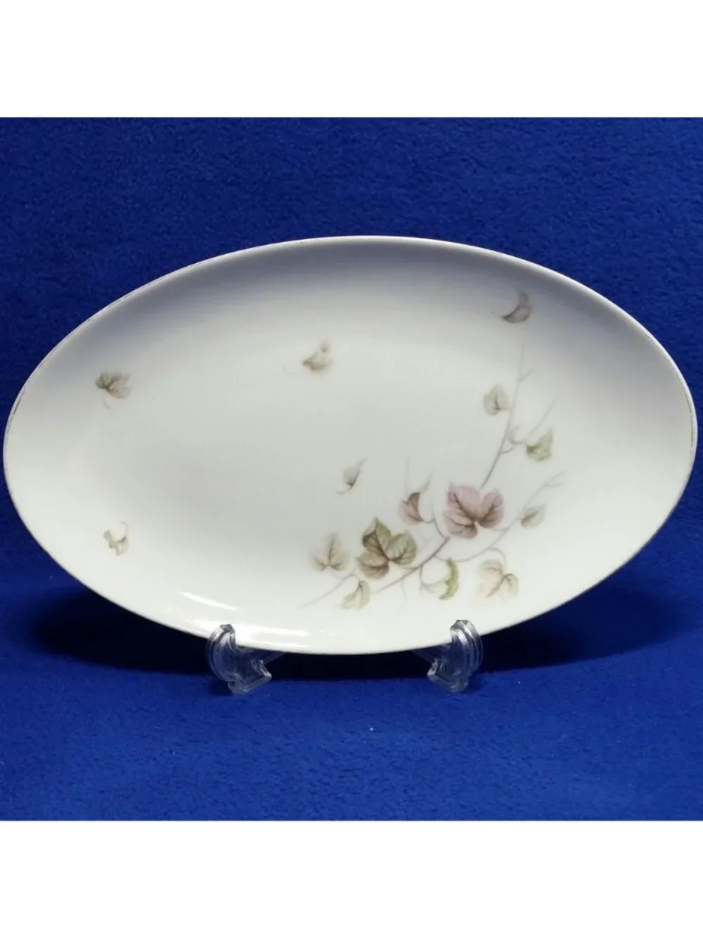 Yamaka China Breeze Underplate or Relish Dish 674 Pink, Brown and Grey Leaves